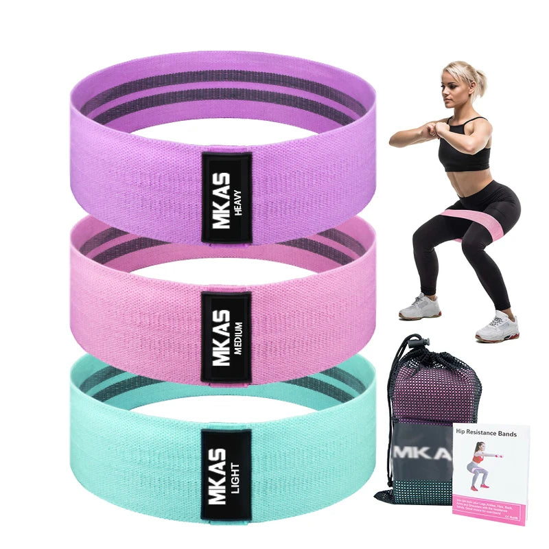 GluteFlex Resistance Bands — 3-Pack Set (Light / Medium / Heavy)