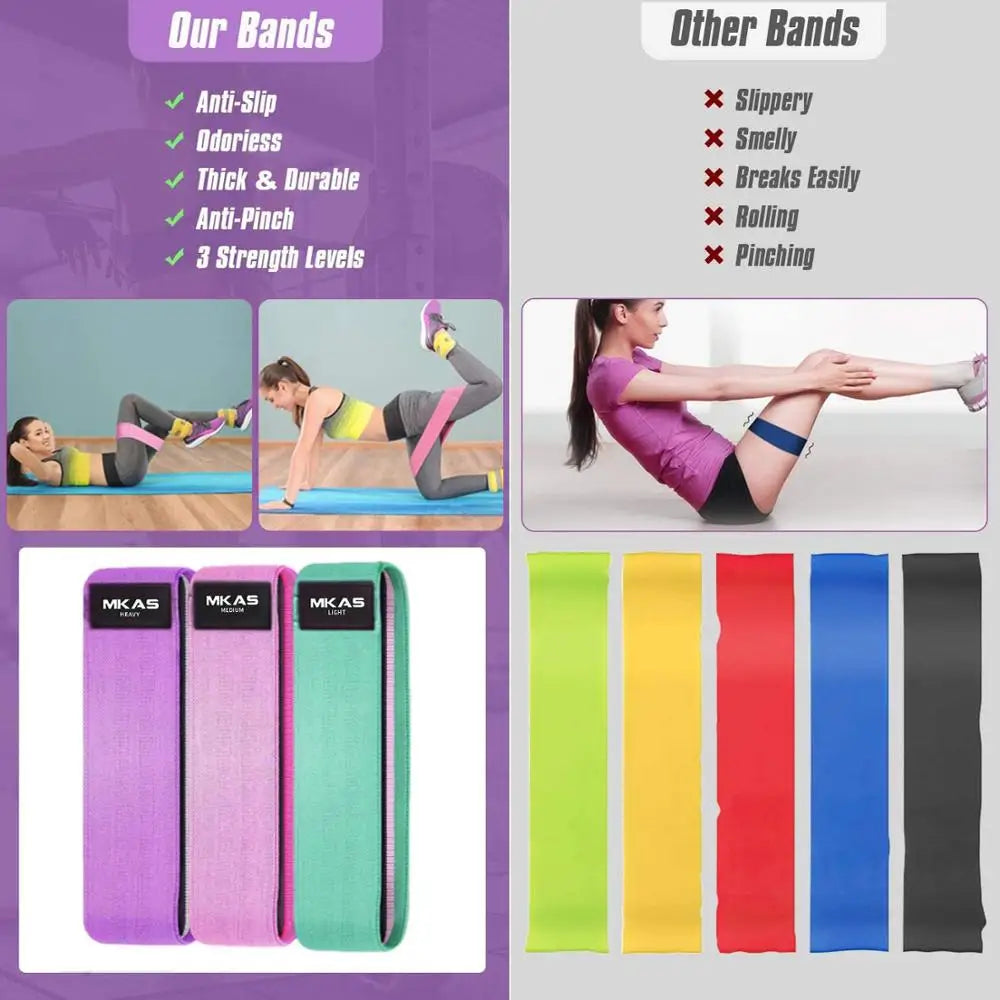 GluteFlex Resistance Bands — 3-Pack Set (Light / Medium / Heavy)